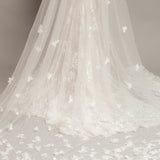 3D floral long train bridal veil