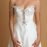 cut out neckline detail wedding dress