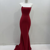 Dark red corset back sample mermaid gown