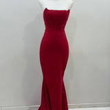 Dark red corset back sample mermaid gown