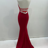 Dark red corset back sample mermaid gown