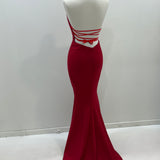 Dark red corset back sample mermaid gown