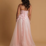 Strapless flowery baby pink princess dress