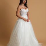 Strapless pointed neckline wedding dress for hire