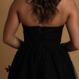 Black Straight neckline dress for hire