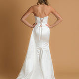 white mermaid dress with train for hire