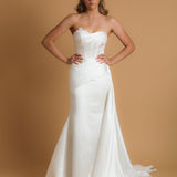 white mermaid dress with train for hire