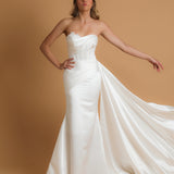 white mermaid dress with train for hire