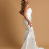 white mermaid dress with train for hire