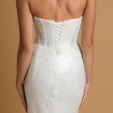 Sparkling white mermaid dress for hire