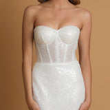 Sparkling white mermaid dress for hire