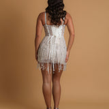 White Beaded Sparkly Mini Dress for hire