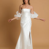 corset curved neckline with floaty sleeves