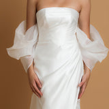 corset curved neckline with floaty sleeves