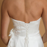 corset white  mermaid dress with swooping detail