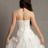 3D Flower corset top wedding dress for hire