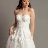 3D Flower corset top wedding dress for hire