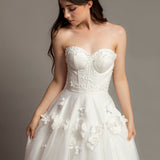 3D Flower corset top wedding dress for hire