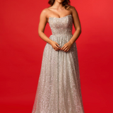 Silver crest moon beaded ballgown