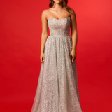 Silver crest moon beaded ballgown