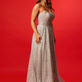 Silver crest moon beaded ballgown