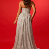 Silver crest moon beaded ballgown