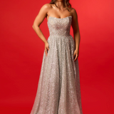 Silver crest moon beaded ballgown hire