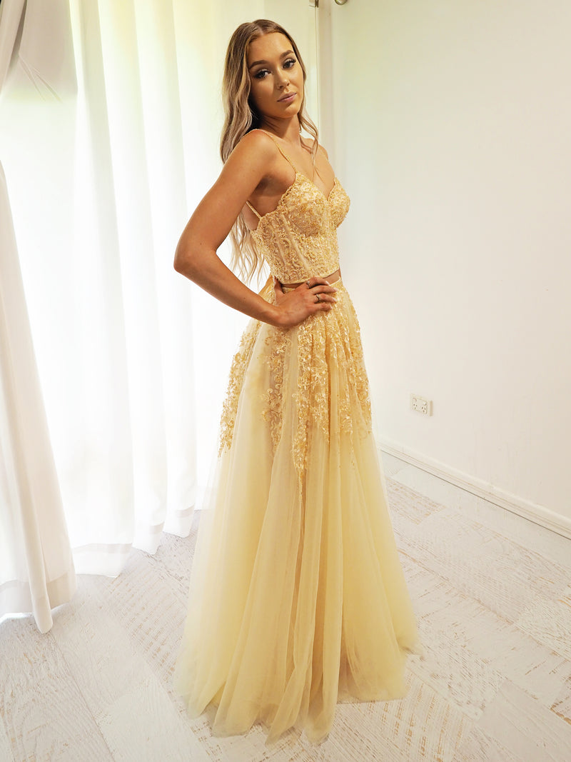 Tulle gold cheap dress